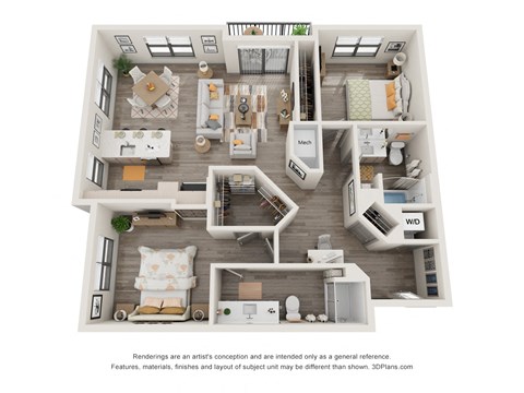 2 bed 2 bath floor plan R at Elevate Apartments, Madison